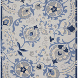 7' X 10' Blue And Gray Floral Indoor Outdoor Area Rug