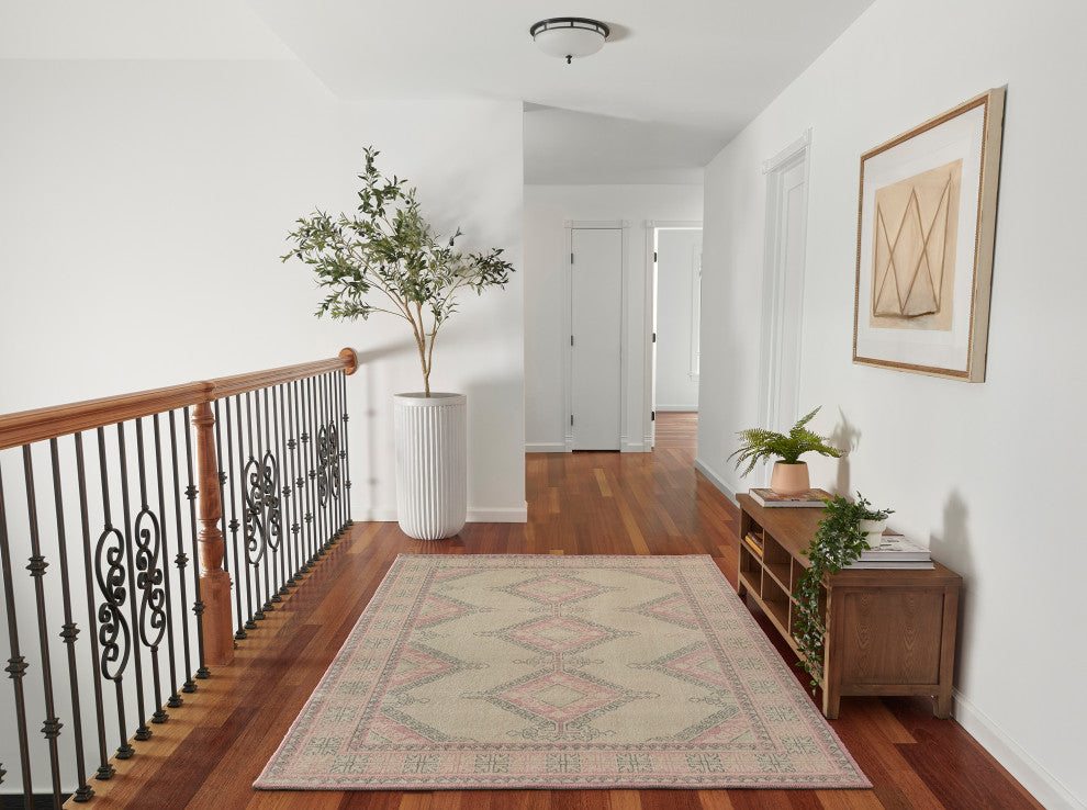 Momeni Anatolia Wool and Nylon Pink Area Rug 2' X 3'