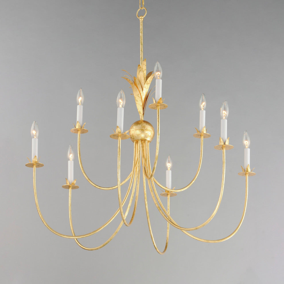 Maxim 2889 Paloma 9 Light 36"W Taper Candle Style Chandelier - Gold Leaf