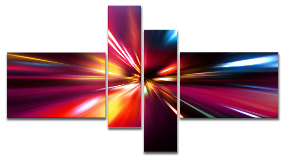 Speed Motion in Night, Abstract Canvas art print, 60"x32", 4 panels