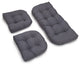 U-Shaped Twill Tufted Settee Cushion Set, Set of 3, Steel Gray
