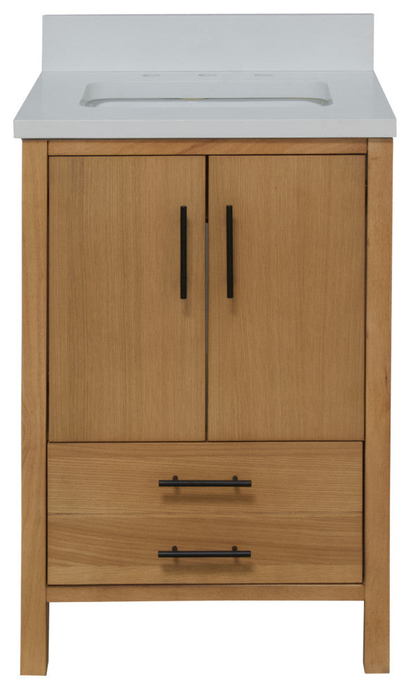 California 24" Bathroom Vanity, Blonde, Matte White