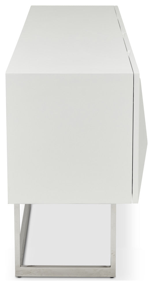 Cube Sideboard, High Gloss White, Stainless Steel