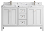 Nashville 60" Double Bathroom Vanity, White 2" Viola Night
