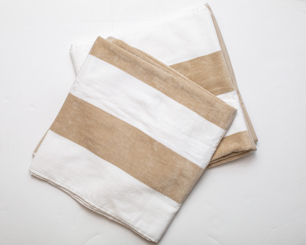Tropical Cabana 100% Cotton Beach Towel, Set of 2, Sand