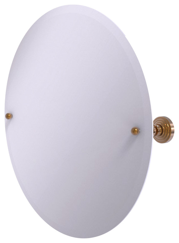 Frameless Round Beveled Edge Tilt Mirror, Brushed Bronze