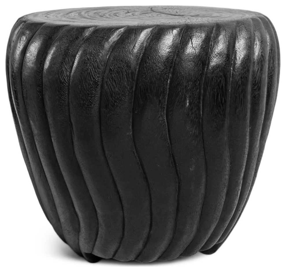 Black Stained Wood Swirl Stool