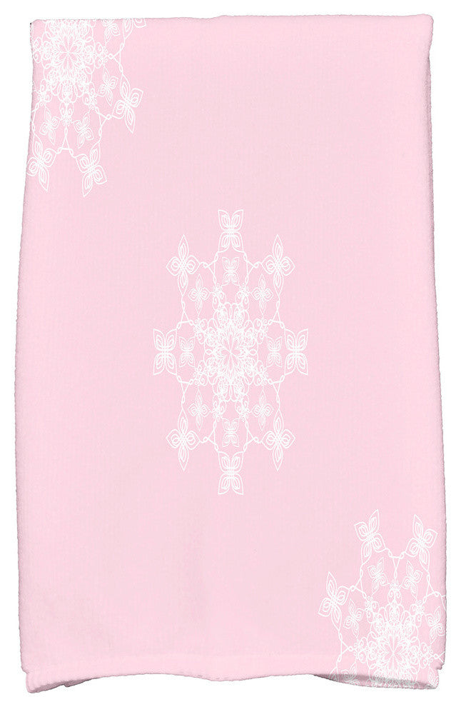 Falling Snow Decorative Holiday Geometric Print Hand Towel, Light Pink