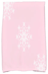 Falling Snow Decorative Holiday Geometric Print Hand Towel, Light Pink