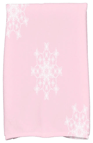 Falling Snow Decorative Holiday Geometric Print Hand Towel, Light Pink