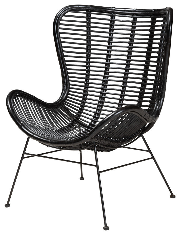 Alexa Rattan Accent Chair, Black
