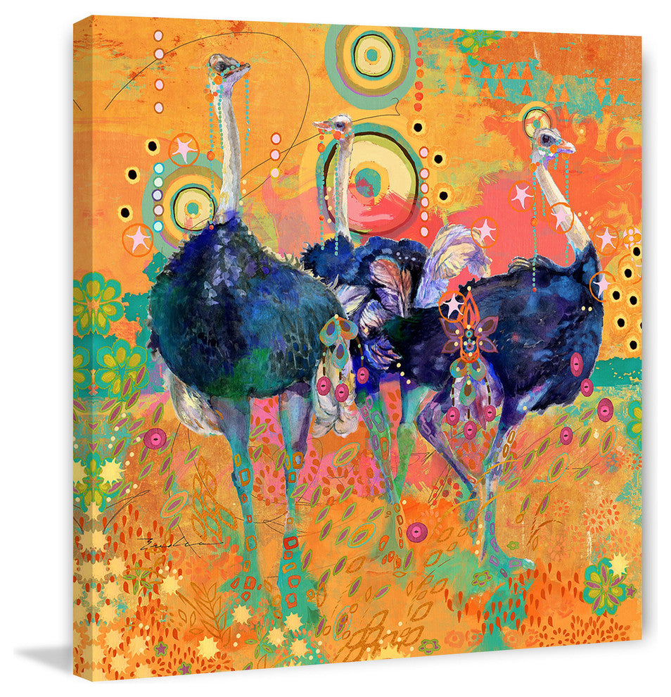 "Three Ostrich" Painting Print on Canvas by Evelia