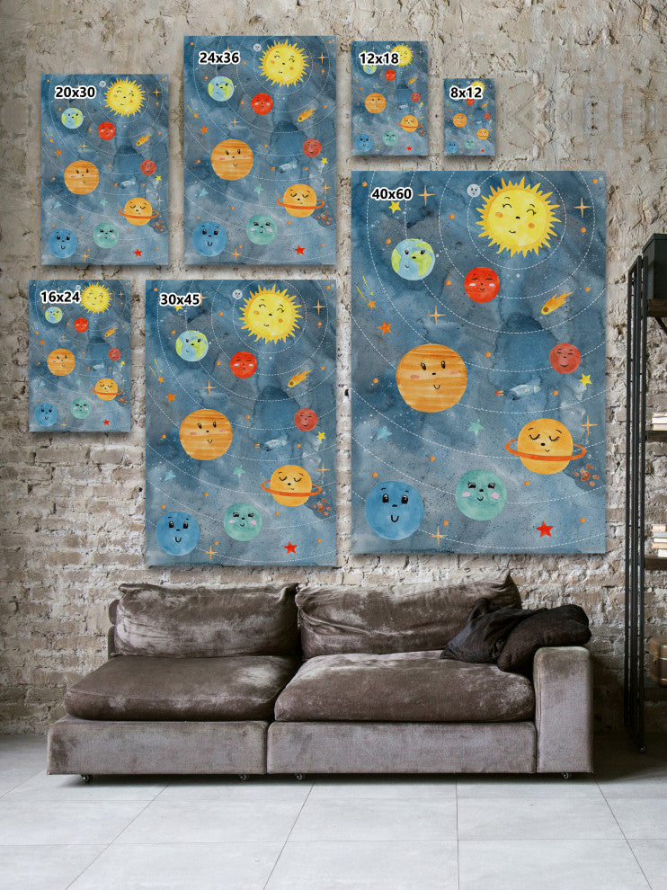 "Planets in Orbit" Painting Print on Wrapped Canvas, 24x36