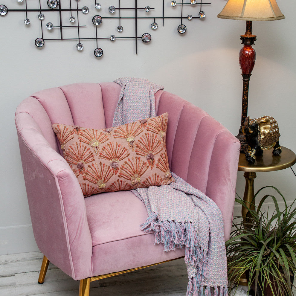 Parkland Collection Lebo Accent Pink Pillow Cover With Poly Insert, 14"x20"