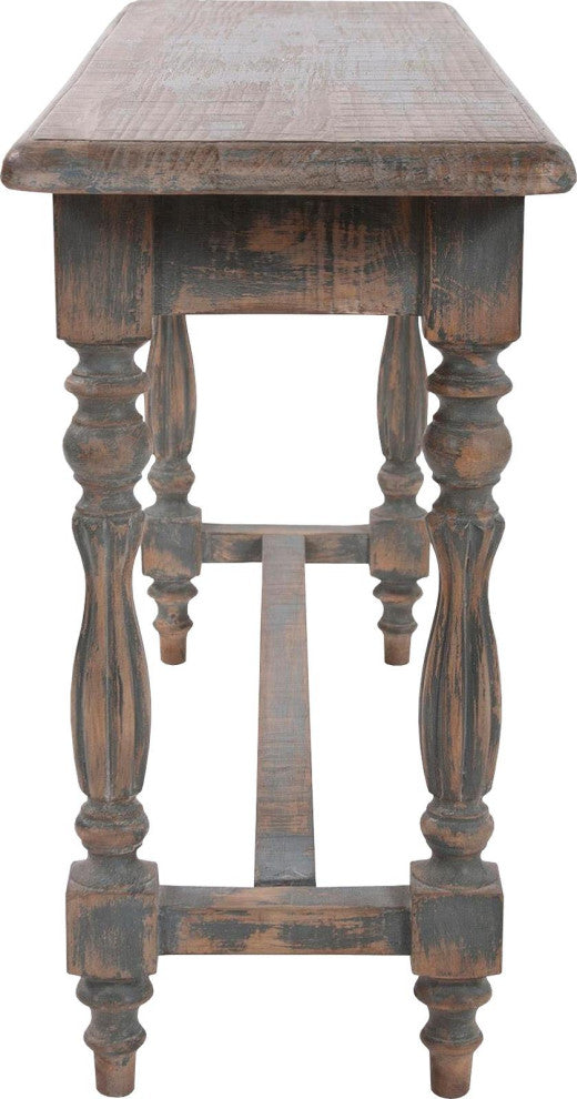 Console Table Howard Elliott Farmhouse Turned Legs Distressed Gray