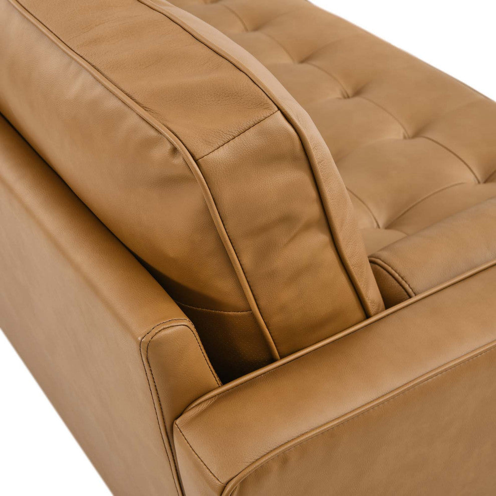 Valour 78" Leather Apartment Sectional Sofa, Tan