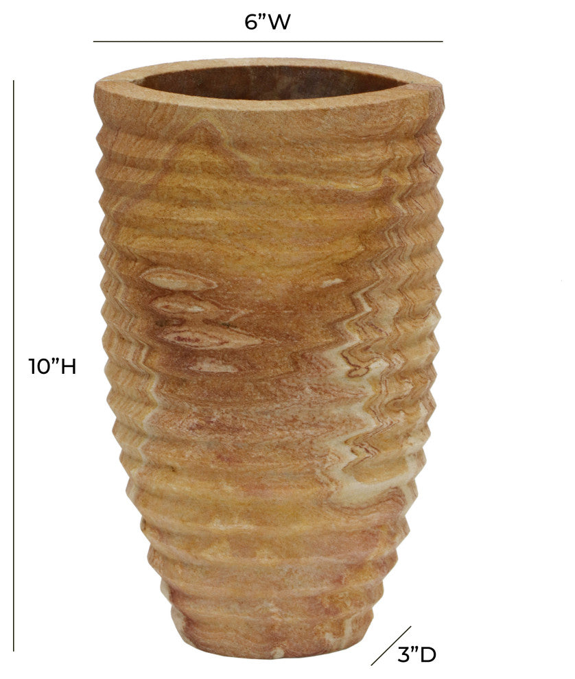 Saava Vase in Sandstone, Ribbed