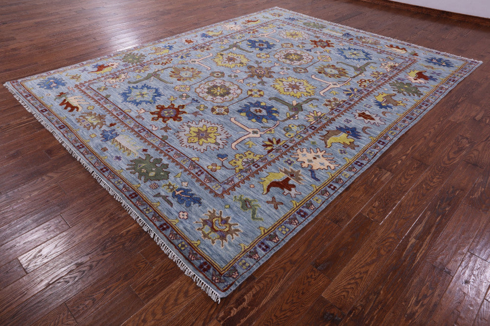 Hand Knotted Turkish Oushak Wool Rug 9' 3" X 11' 11" - Q13581