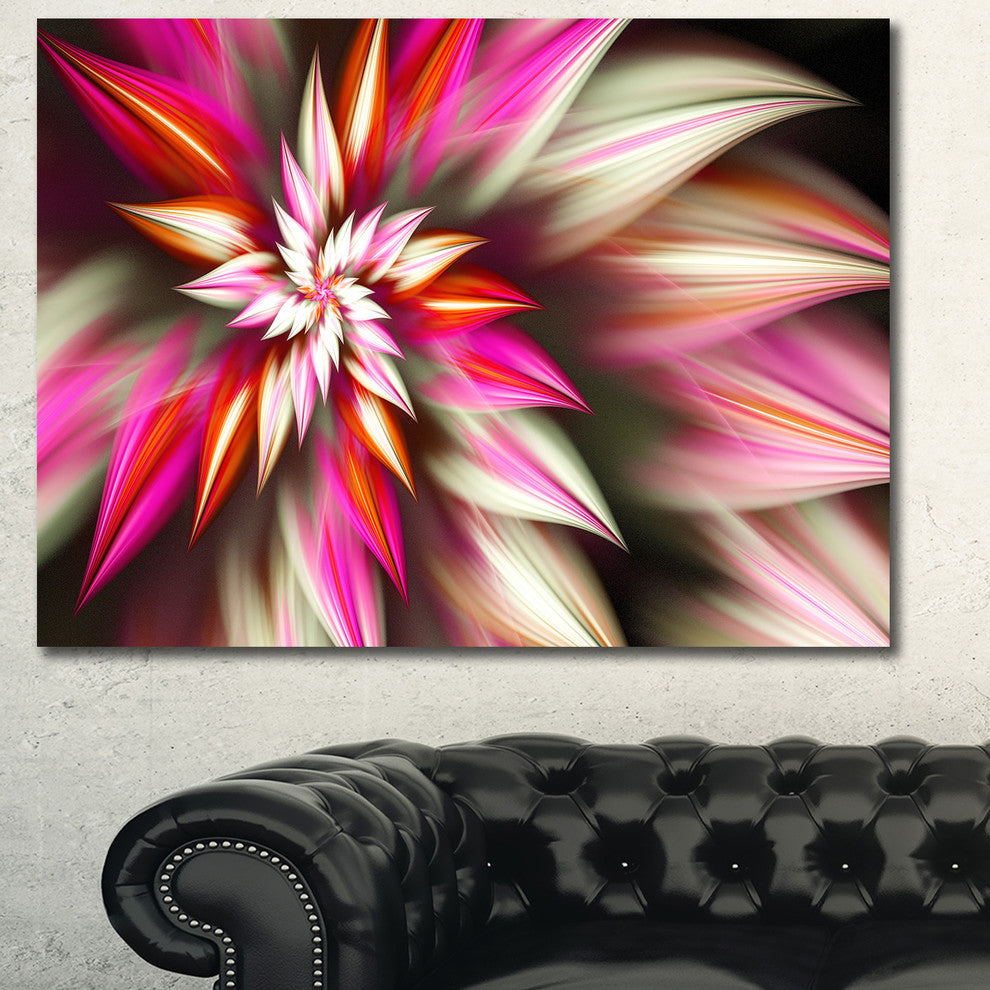 Exotic Red Fractal Spiral Flower, Oversized Abstract Canvas Art Print, 60x40