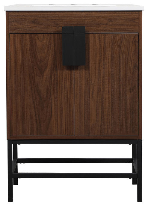 Home Living 19" Modern Walnut-Light Bathroom Vanity