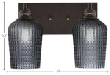 Edge 2-Light Bath Bar, Espresso Finish, 5" Smoke Textured Glass