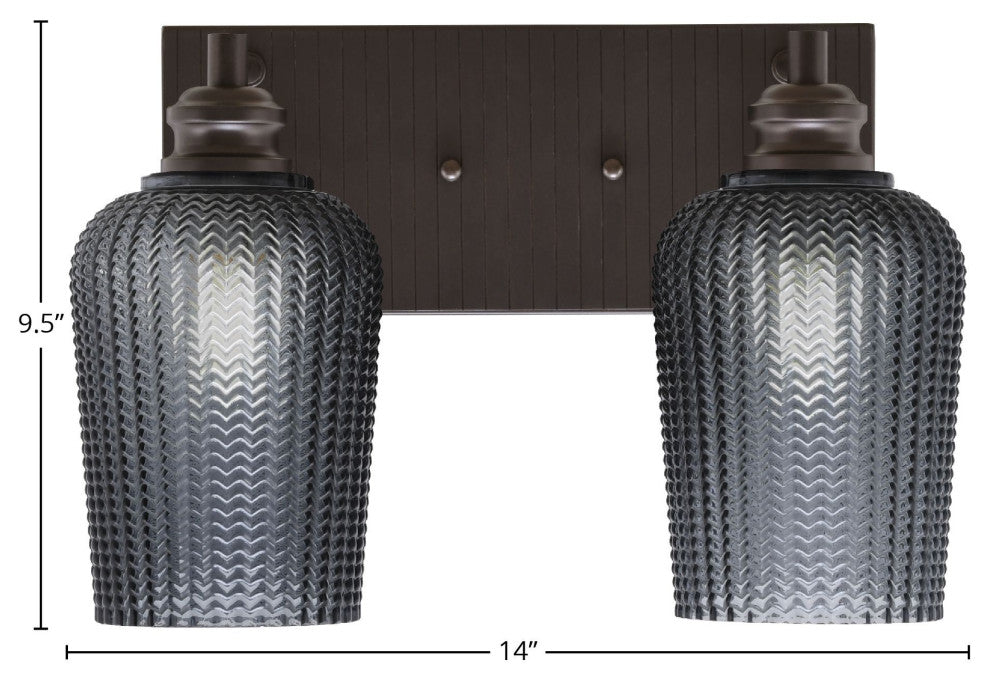 Edge 2-Light Bath Bar, Espresso Finish, 5" Smoke Textured Glass