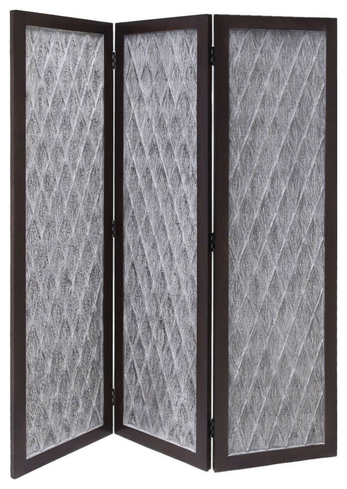 Versatile Dark Wood Three Panel Room Divider Screen