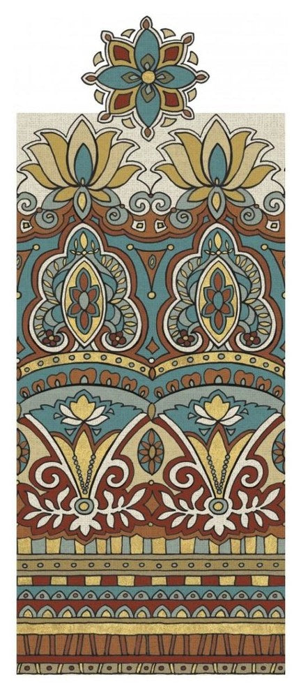 "Spice Route Elephant Border" Digital Paper Print by Daphne Brissonnet, 19"x42"