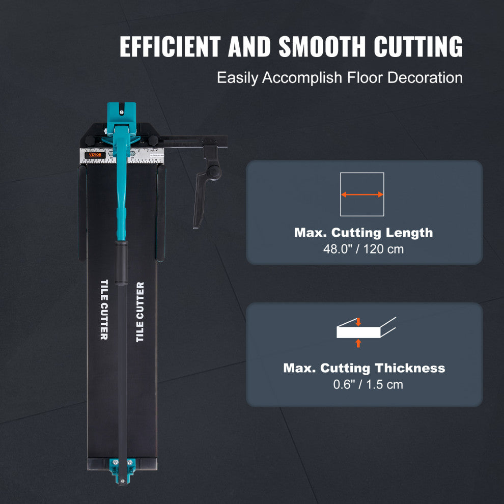 VEVOR 48" Manual Tile Cutter Cutting Machine with Infrared for Porcelain Ceramic, Single Rail