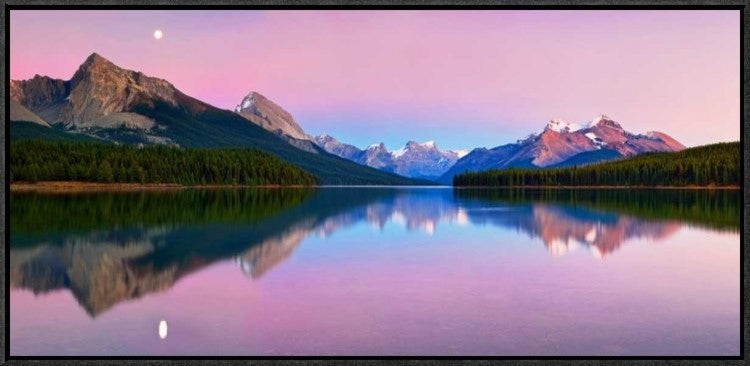 "Maligne Lake" Framed Canvas Giclee by Yan Zhang, 31x15"