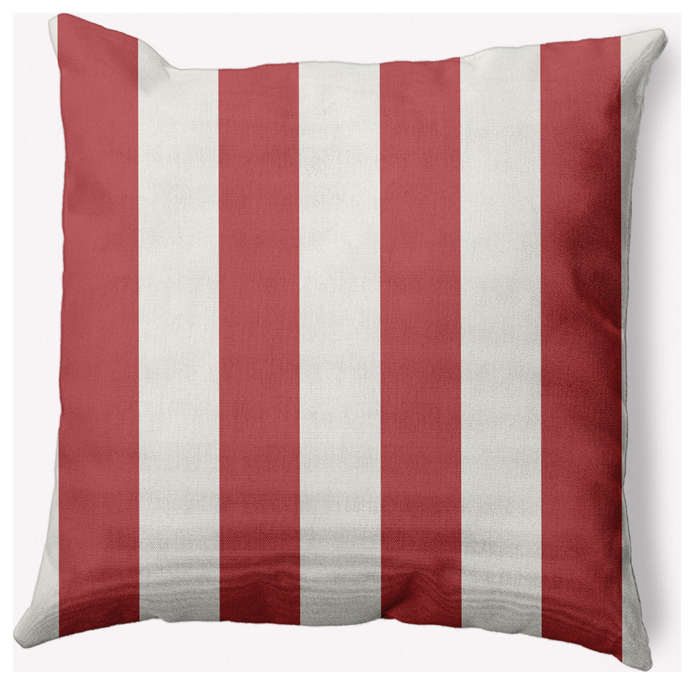 16x16" Graduated Stripe Nautical Decorative Indoor Pillow, Ligonberry Red