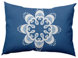 Ikat Mandala Decorative Lumbar Pillow, Mid Blue, 14x20"