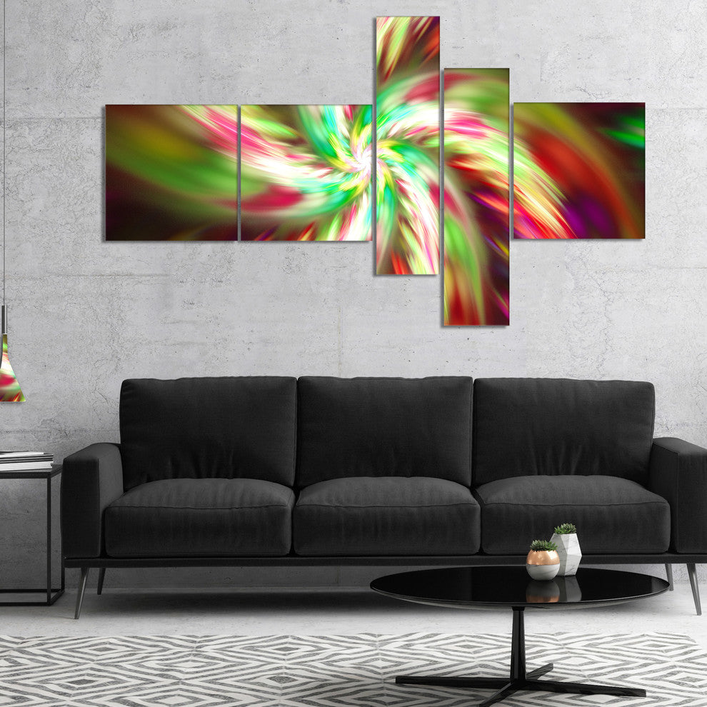 Exotic Multi Color Flower Petal Dance, Floral Canvas Print, 60"x32", 5 panels
