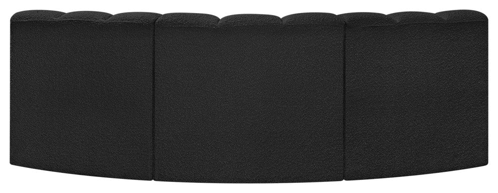 Arc Boucle Fabric Upholstered 3-Pc. U-Shaped Modular Sectional, Black