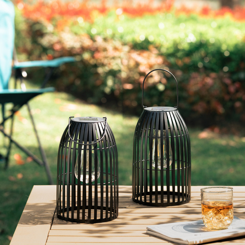 Metal Woven Solar Powered Hanging Lantern, 2-Piece Set