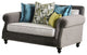 Wooden and Microfiber Loveseat with Nailhead Trim, Gray