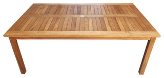 7 Piece Teak Wood Castle 71" Rectangular Patio Bistro Bar Set with 6 Barstools