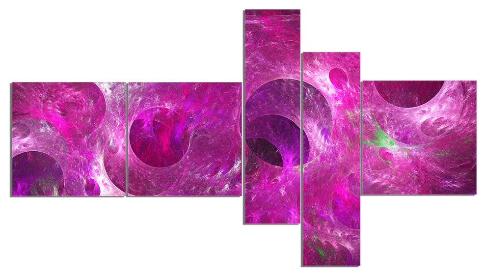 Dark Pink Fractal Glass Texture, Abstract Canvas Art Print, 60"x32", 5 panels