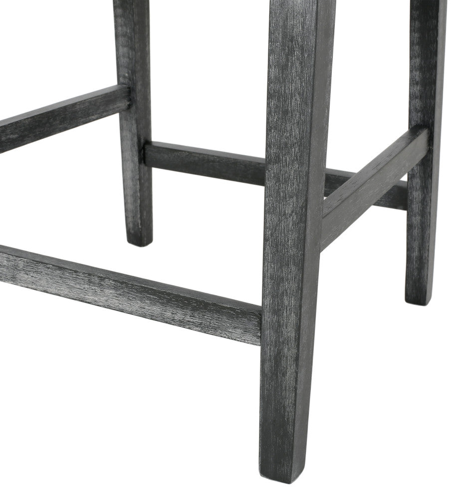 Chaparral Contemporary Fabric Upholstered Wood 26" Counter Stools, Set of 2, Light Gray/Gray