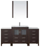 66" Single Bathroom Vanity, Espresso, White Ceramic, Polished Chrome