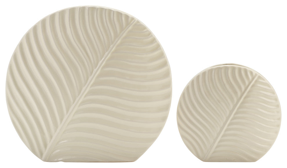 Ceramic 11" Round Botanical Vase, Cotton