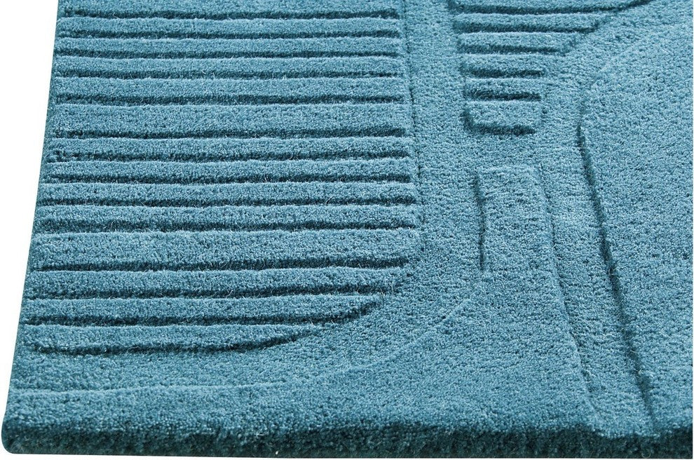 Hand Tufted Petrol Wool Area Rug, 6''6"x9''9"