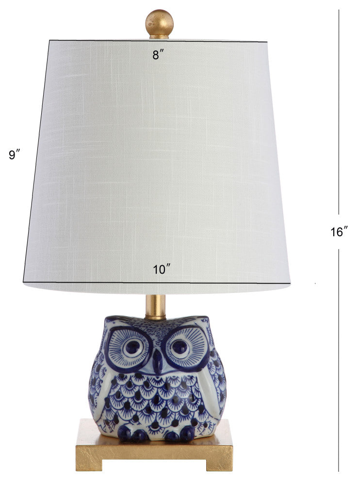 Justina 16" Ceramic Mini Table Lamp, Blue and White, Set of 2