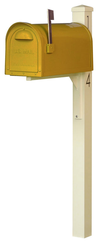 Mid Modern Dylan Curbside Mailbox and Post, Yellow