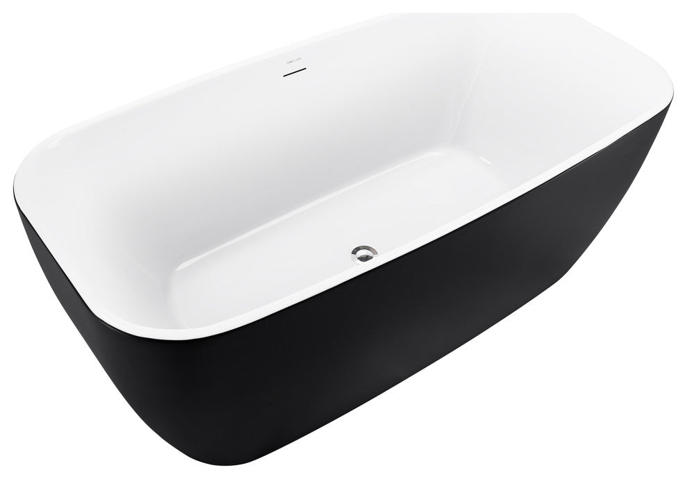 59" Acrylic Roll-Top Flatbottom Non-Whirlpool Bathtub, Black