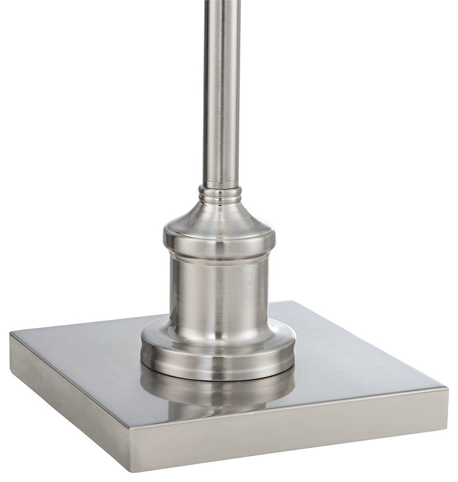 Traditional Pharmacy Floor Lamp, Adjustable Swing Arm, Brushed Nickel