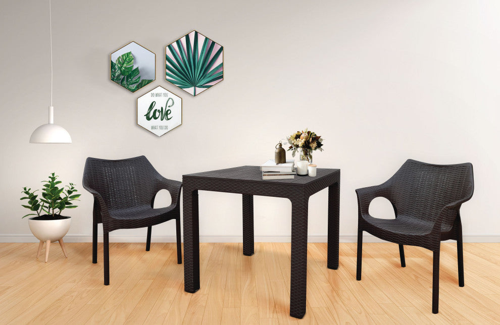 Cambridge Chairs With Solora Table, 3-Piece Set, Brown