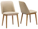 Lavin Midcentury Dark Walnut Beige Faux Leather Dining Chairs, Set of 2
