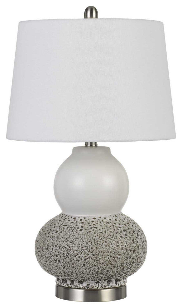 Set of Two 24" Silver Metal Two Light Desk Table Lamps With White Globe Shade