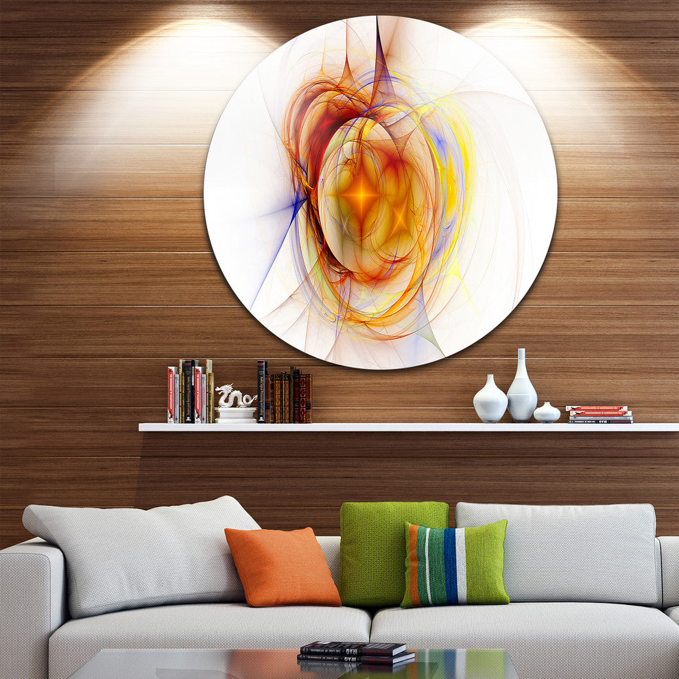 Supernova Explosion In White, Digital Art Round Wall Art, 23"